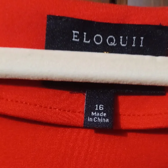 Eloquii Red Long Sleeve Dress with Embellished Neckline - Picture 9 of 10